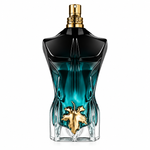 Frasco de Jean Paul Gaultier Le Beau Le Parfum EDP Intense para hombre con diseño de torso masculino.