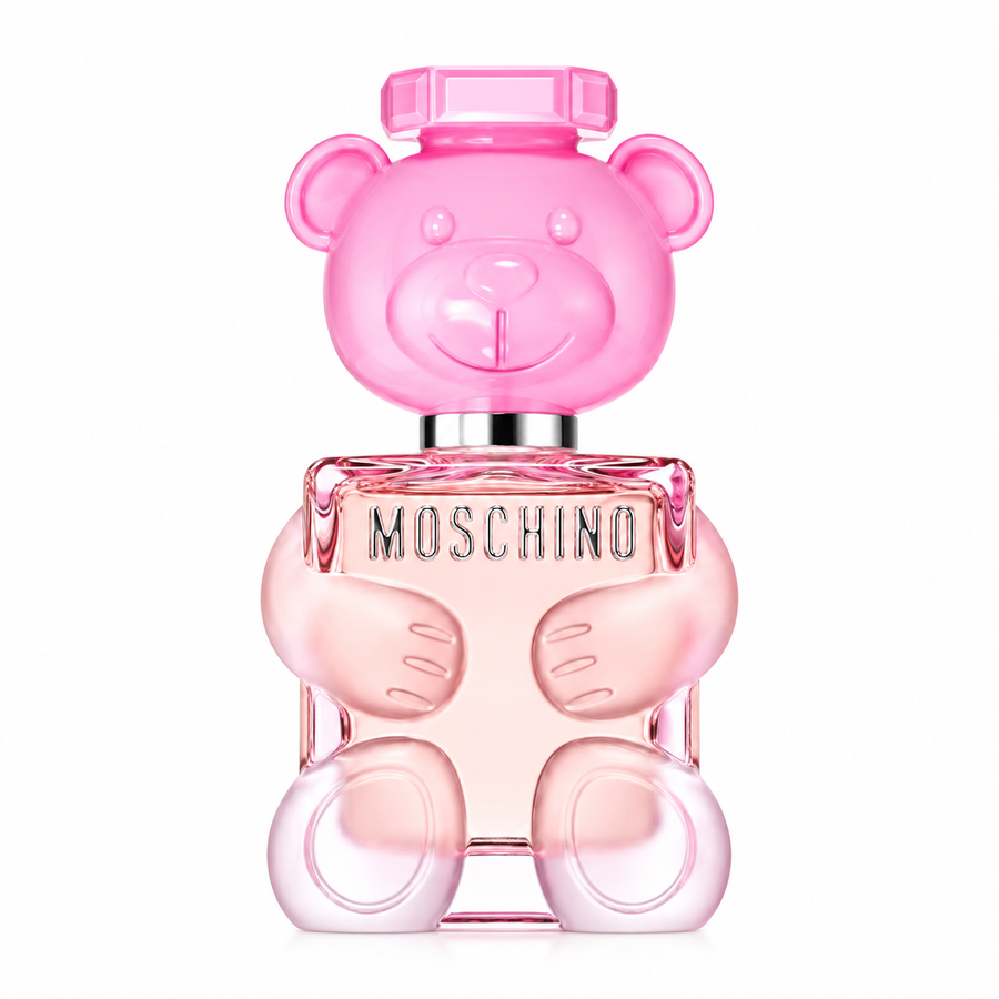 Frasco rosa de Moschino Toy 2 Bubble Gum EDT para mujer con diseño de oso.